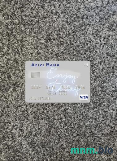 Afghanistan Azizi bank wygląd zdjęcia karty wizowej skan PSD + zdjęcie